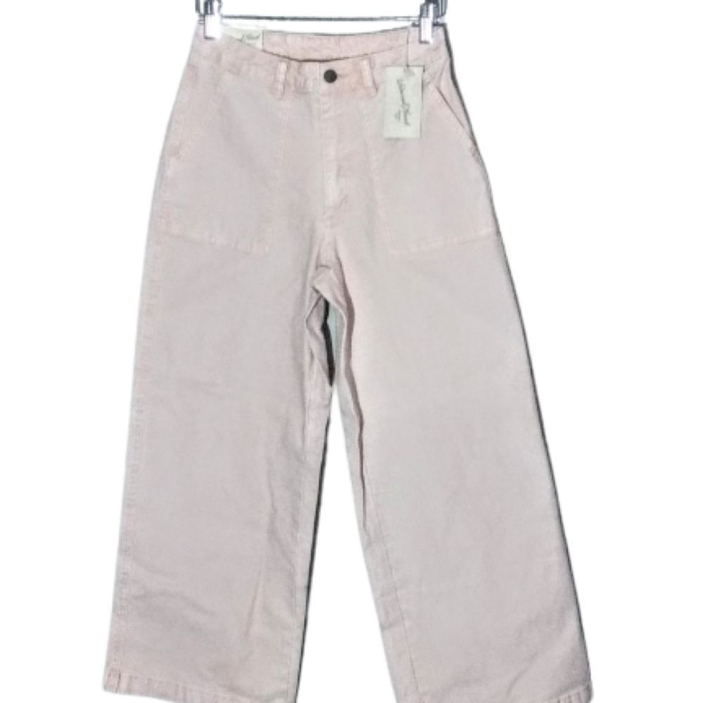 Women's High-Rise Wide Leg Cropped Jeans Pink - Picture 5 of 10